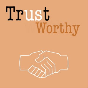 graphic with hands shaking and word "trustworthy"